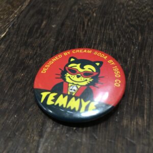 雑貨　80年代◆クリームソーダ【80/ティミー/缶バッジ(3.5cm)】当時物◆TEMMYE/CREAM SODA/ピンクドラゴン/ブラックキャッツ/ロカビリー/昭和
