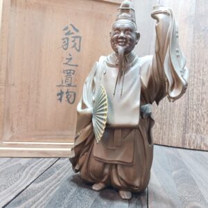工芸品 在銘 月光 舞翁 置物 彫刻 銅製 金属工芸 金工師 現状品